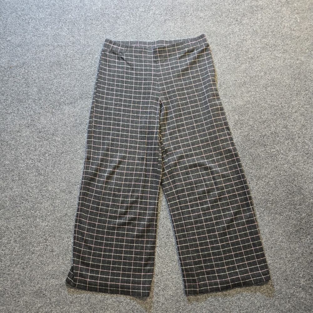 J Jill Pants Womens Size Medium Gray Plaid Crop Capri Wide Leg Stretchy Casual